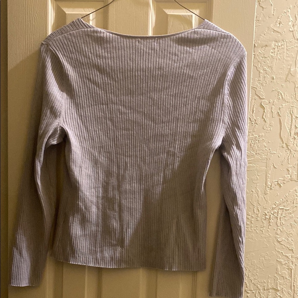 Gray Ribbed Long Sleeve Top - Picture 4 of 4